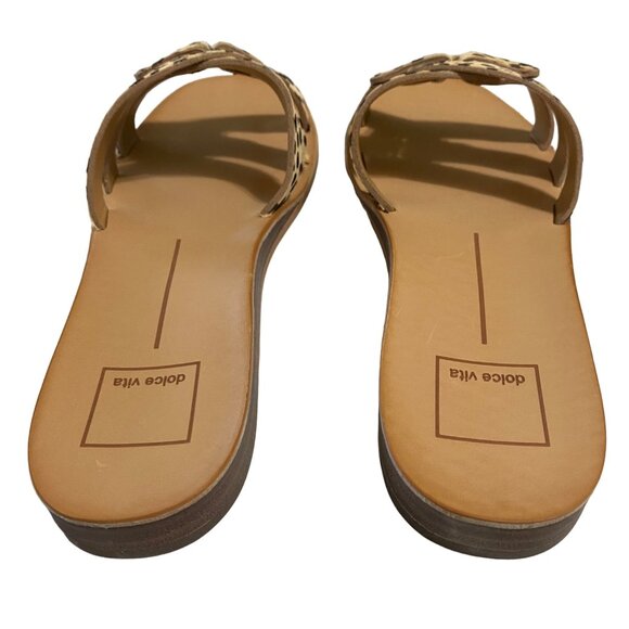 Dolce Vita CAIT Genuine Haircalf Square Toe Wedge Slide Sandals Size 9.5 Leopard - Picture 2 of 6